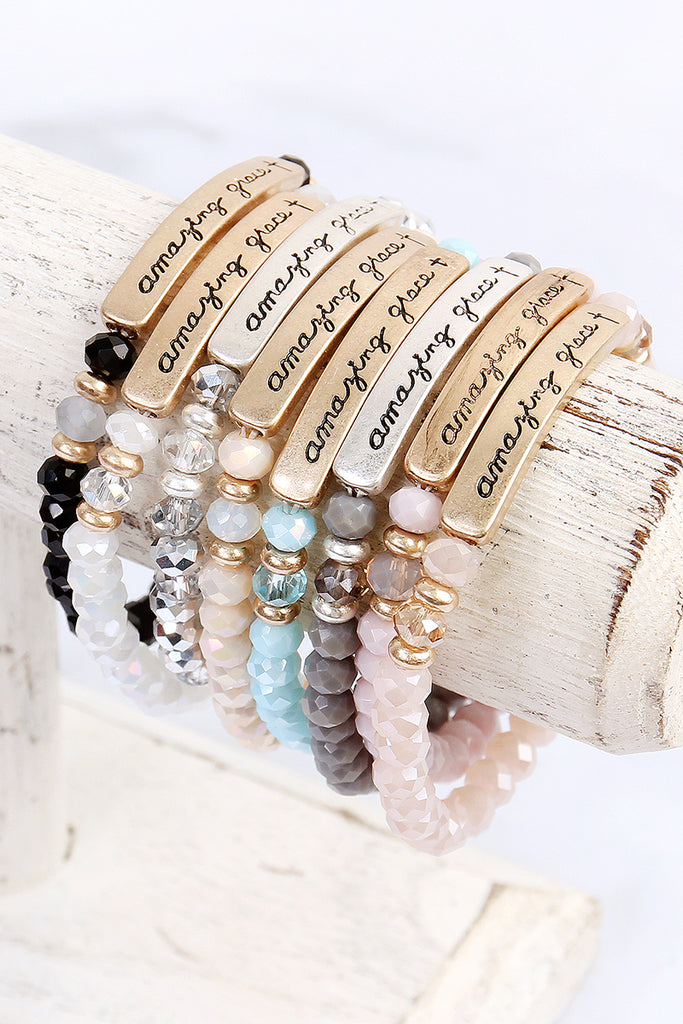 AMAZING GRACE 6mm GLASS STRETCH BRACELET