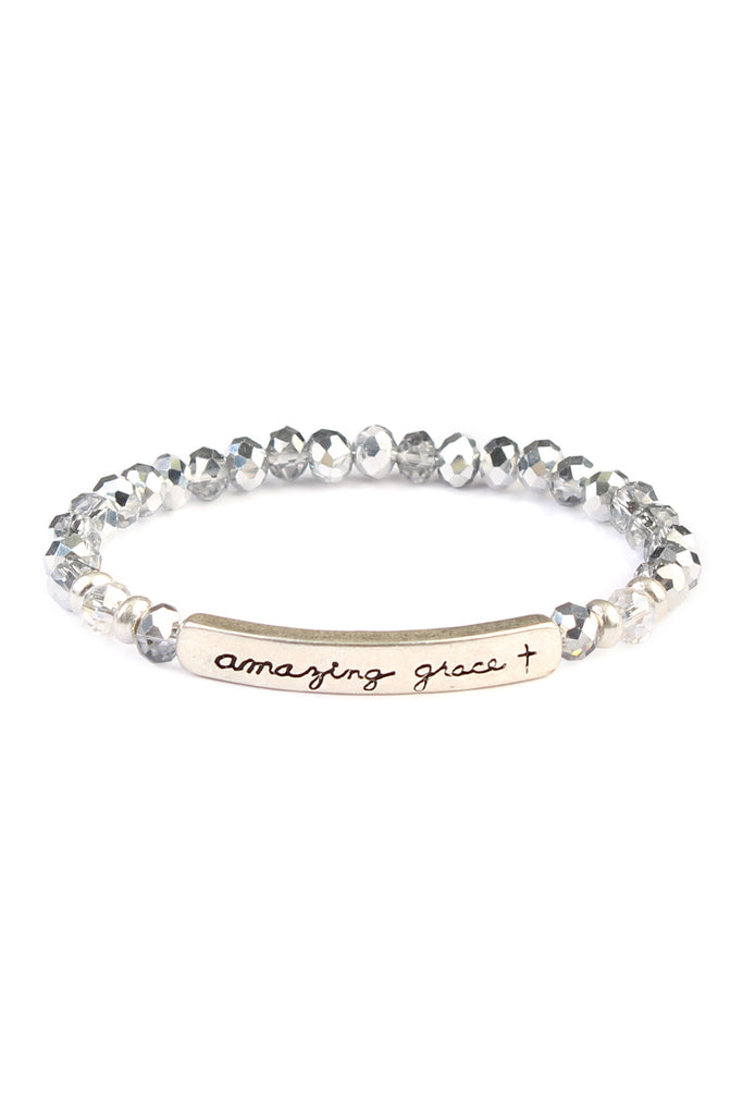 AMAZING GRACE 6mm GLASS STRETCH BRACELET