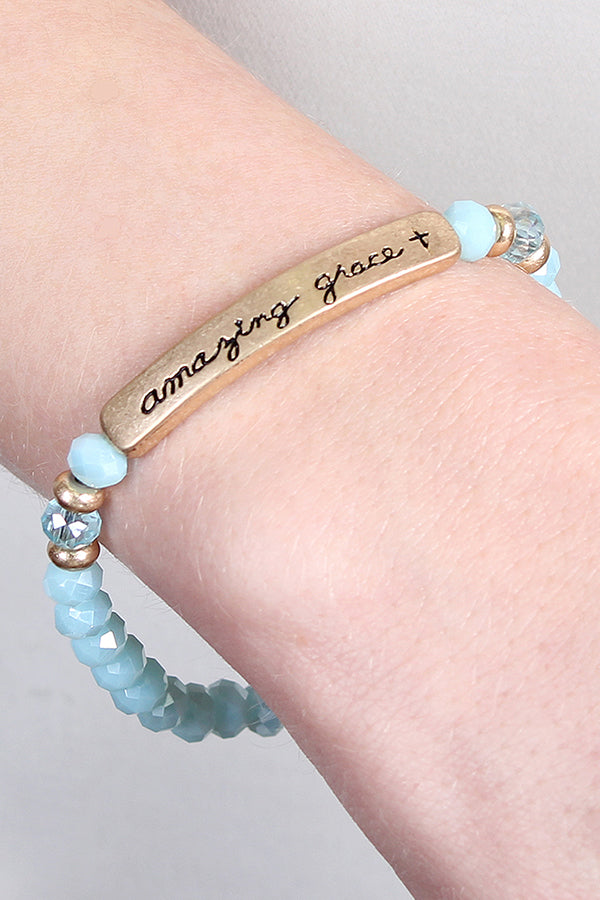 AMAZING GRACE 6mm GLASS STRETCH BRACELET