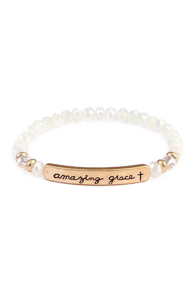 AMAZING GRACE 6mm GLASS STRETCH BRACELET