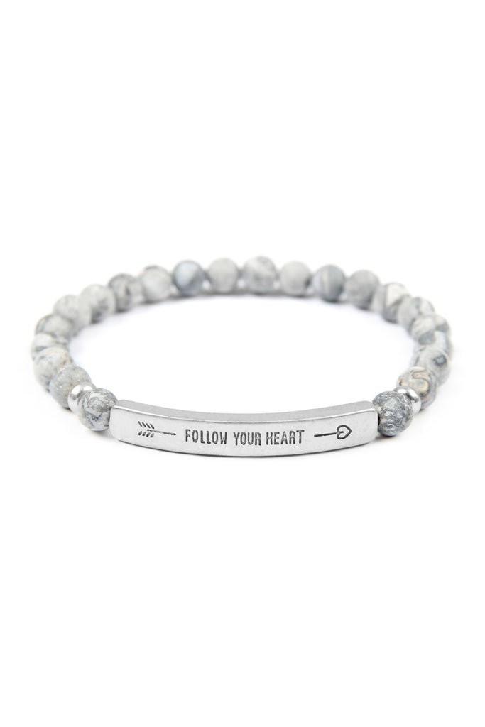 FOLLOW YOUR HEART NATURAL STONE STRETCH BRACELET