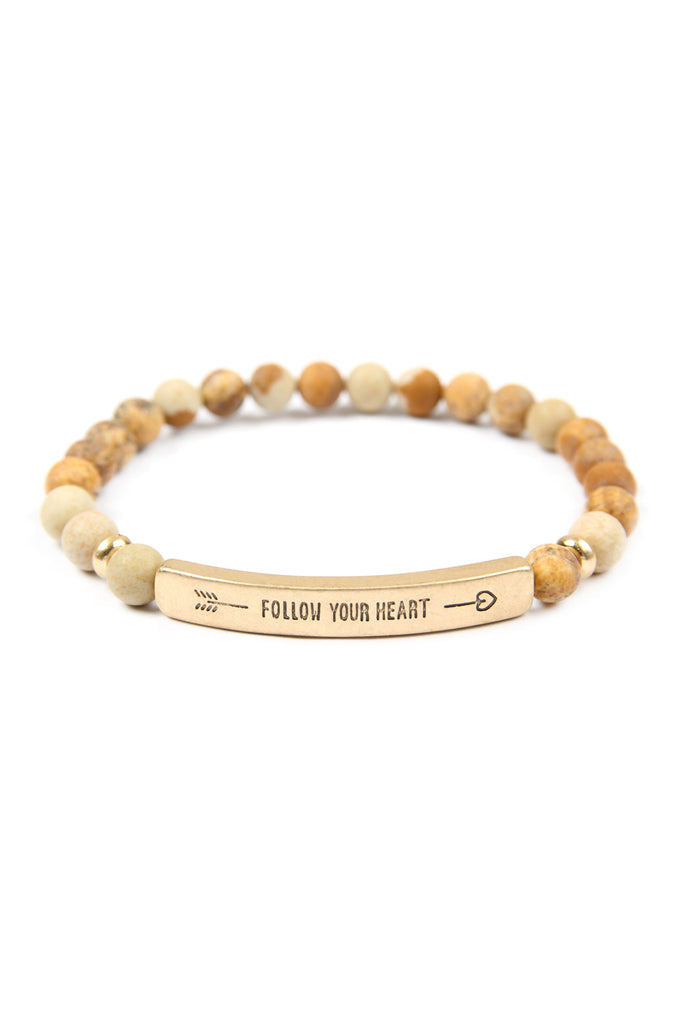 FOLLOW YOUR HEART NATURAL STONE STRETCH BRACELET