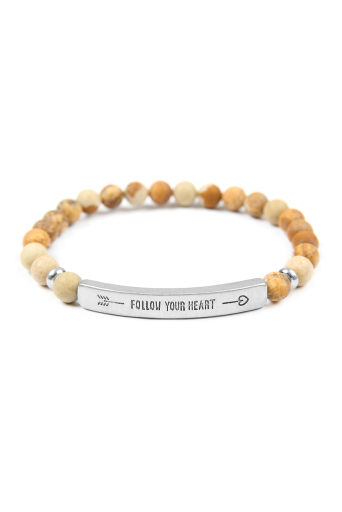 FOLLOW YOUR HEART NATURAL STONE STRETCH BRACELET