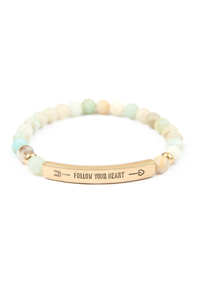 FOLLOW YOUR HEART NATURAL STONE STRETCH BRACELET