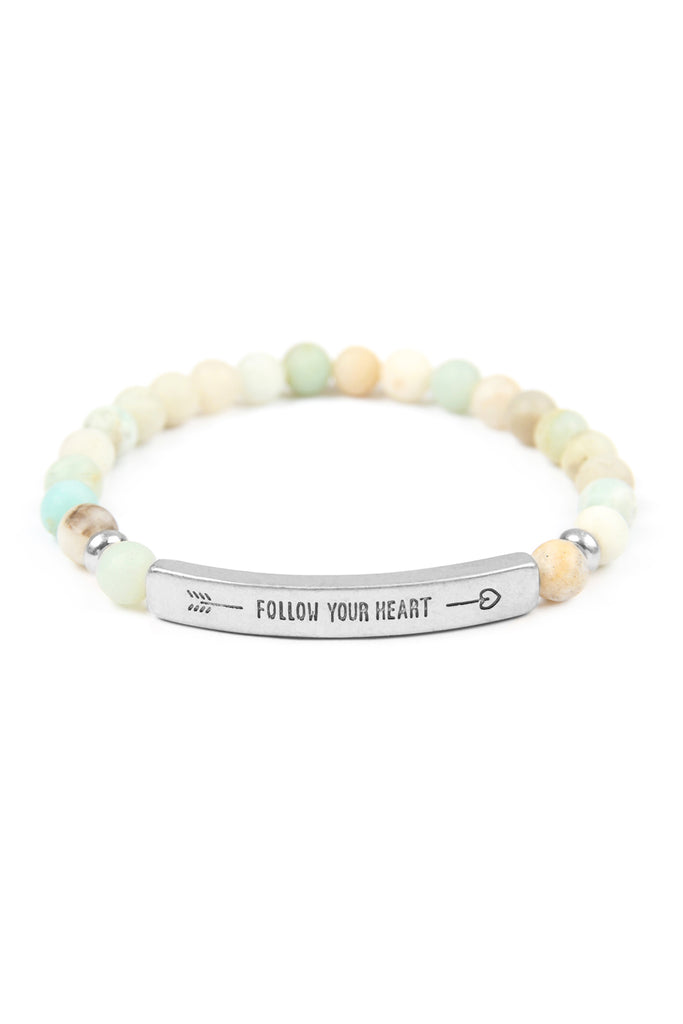 FOLLOW YOUR HEART NATURAL STONE STRETCH BRACELET