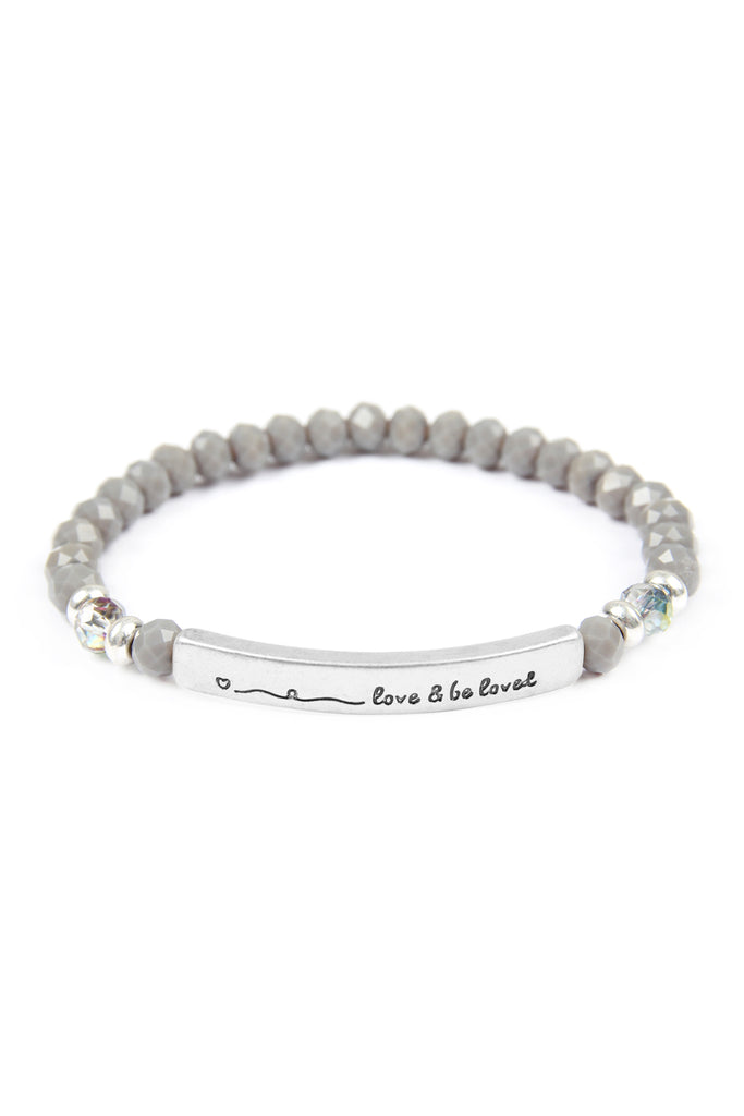 83595 - "LOVE AND BE LOVED" 6MM GLASS BEADS STRETCH BRACELET