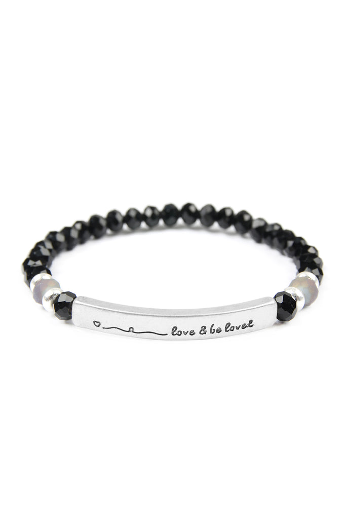 83595 - "LOVE AND BE LOVED" 6MM GLASS BEADS STRETCH BRACELET