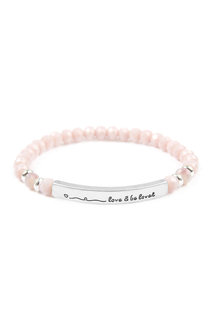 83595 - "LOVE AND BE LOVED" 6MM GLASS BEADS STRETCH BRACELET