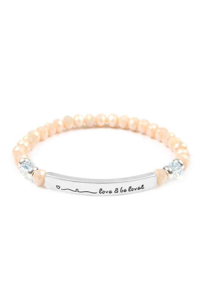 83595 - "LOVE AND BE LOVED" 6MM GLASS BEADS STRETCH BRACELET