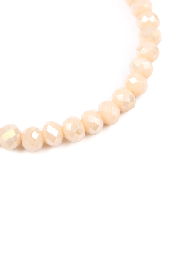 83595 - "LOVE AND BE LOVED" 6MM GLASS BEADS STRETCH BRACELET