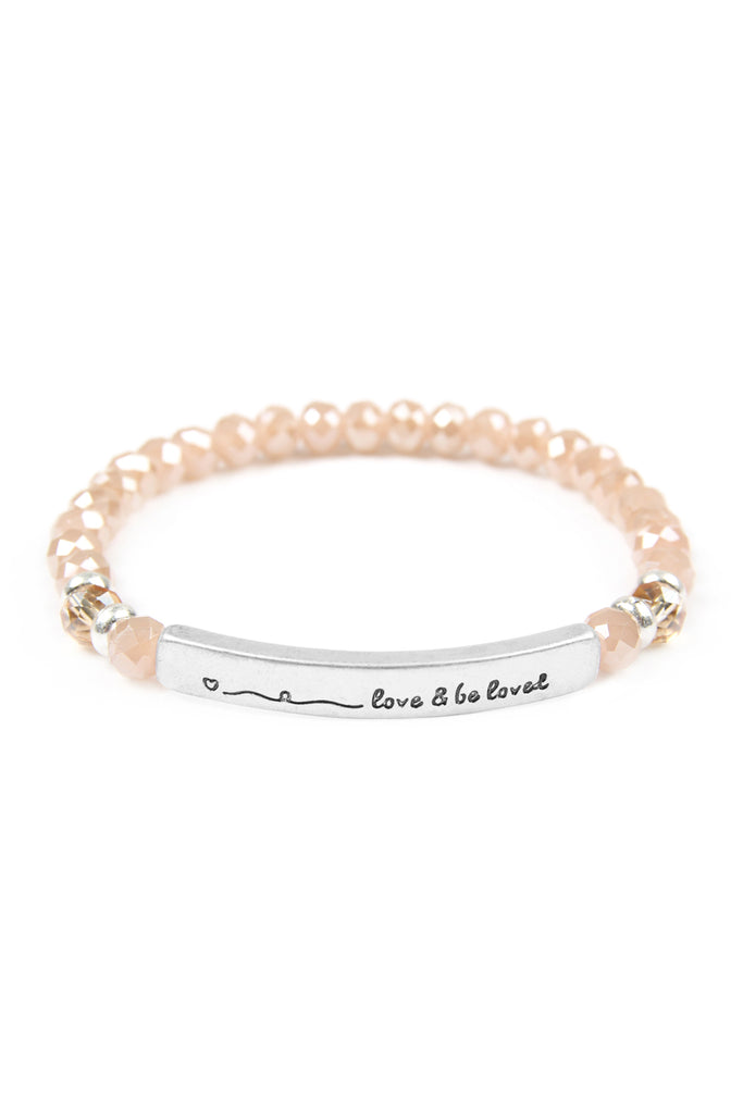 83595 - "LOVE AND BE LOVED" 6MM GLASS BEADS STRETCH BRACELET