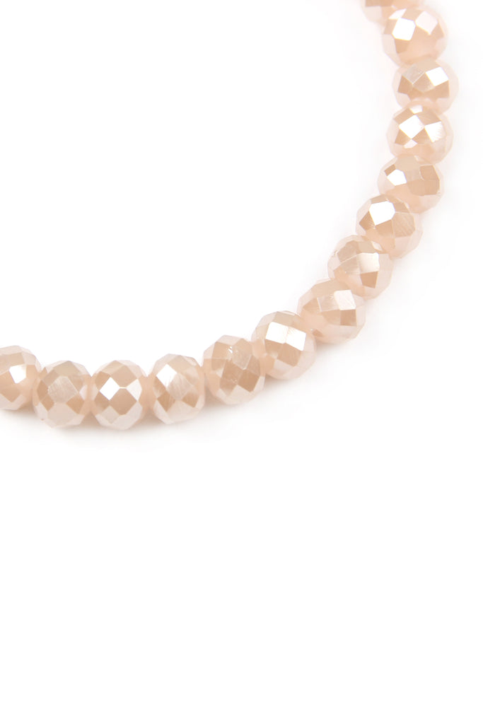 83595 - "LOVE AND BE LOVED" 6MM GLASS BEADS STRETCH BRACELET