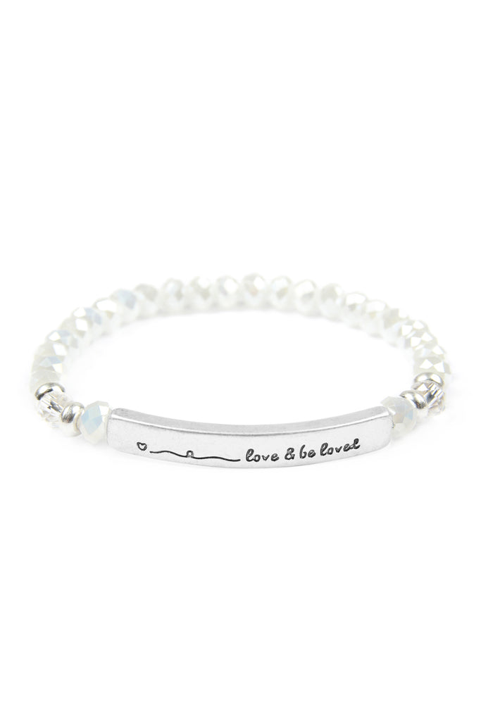 83595 - "LOVE AND BE LOVED" 6MM GLASS BEADS STRETCH BRACELET