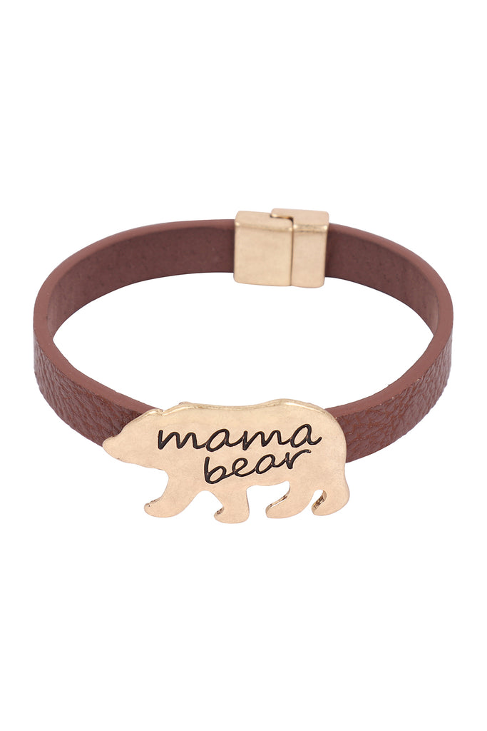 83978 - "MAMA BEAR" LEATHER MAGNETIC LOCK BRACELET