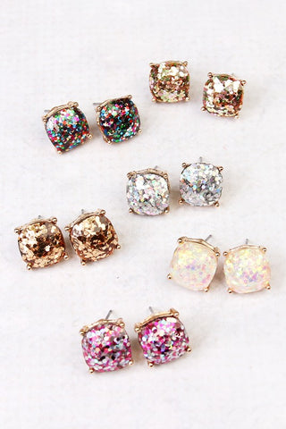 AE0088 - GLASS CUSHION POST EARRINGS