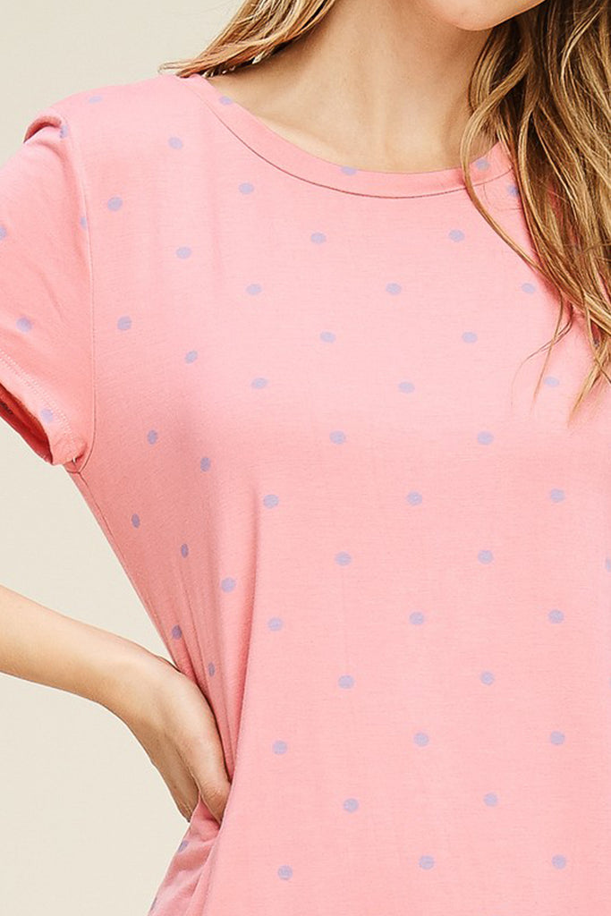 Relaxed Polka Dot Crew Neck Top