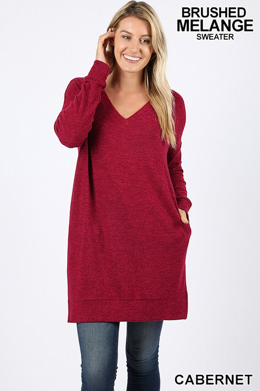 Long Sleeve Brushed Melange Sweater