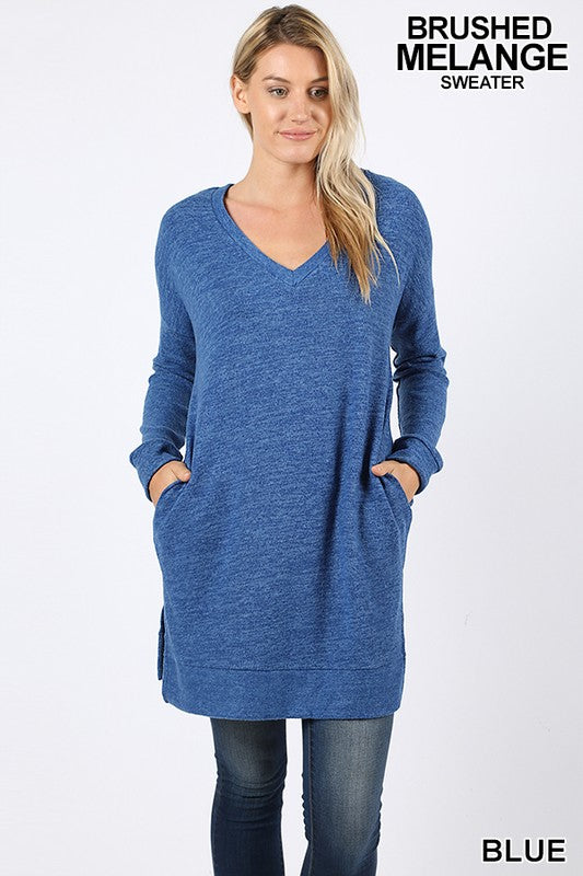 Long Sleeve Brushed Melange Sweater