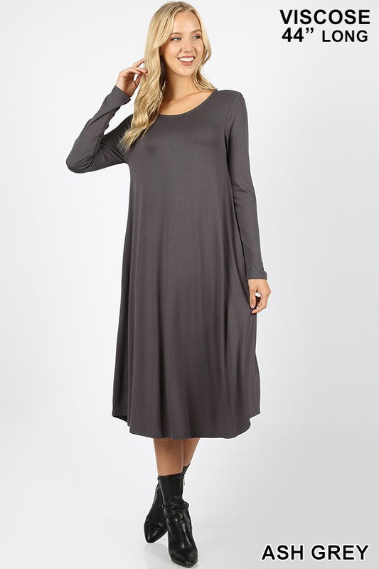 Viscose Long Sleeve Pocket Dress