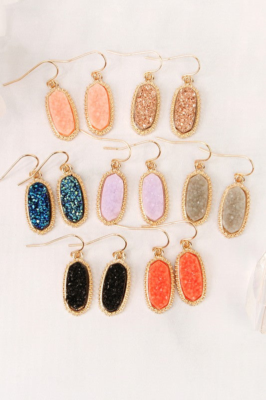 DRUZY STONE OVAL EARRINGS