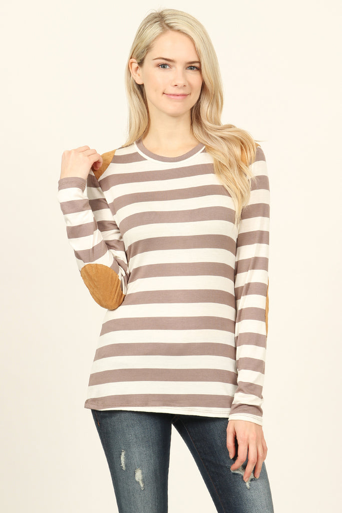 Suede Detail Striped Top