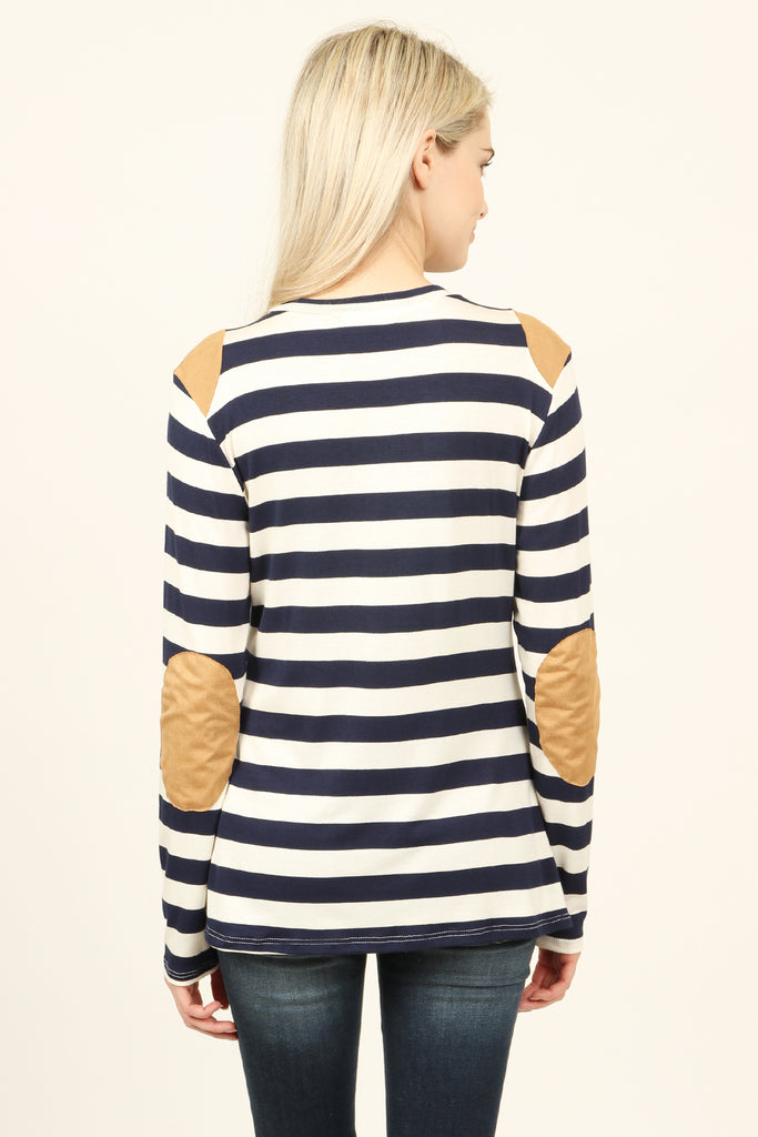 Suede Detail Striped Top