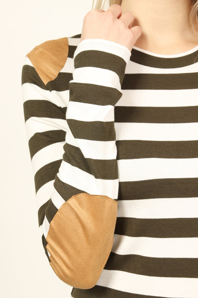 Suede Detail Striped Top