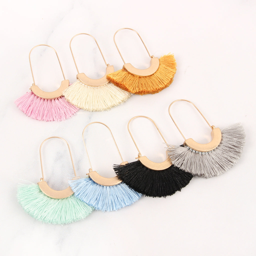 FRINGED FAN SHAPE EARRINGS