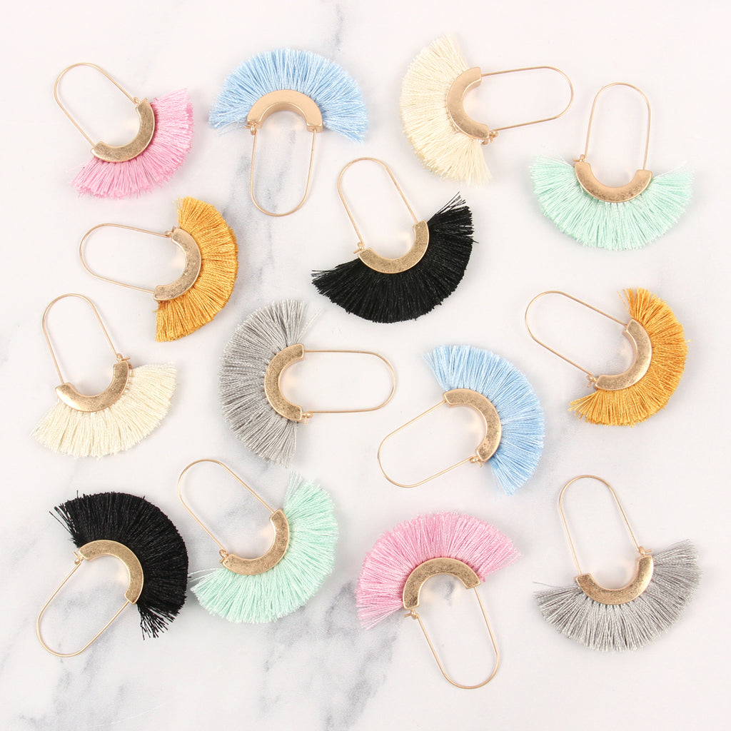 FRINGED FAN SHAPE EARRINGS