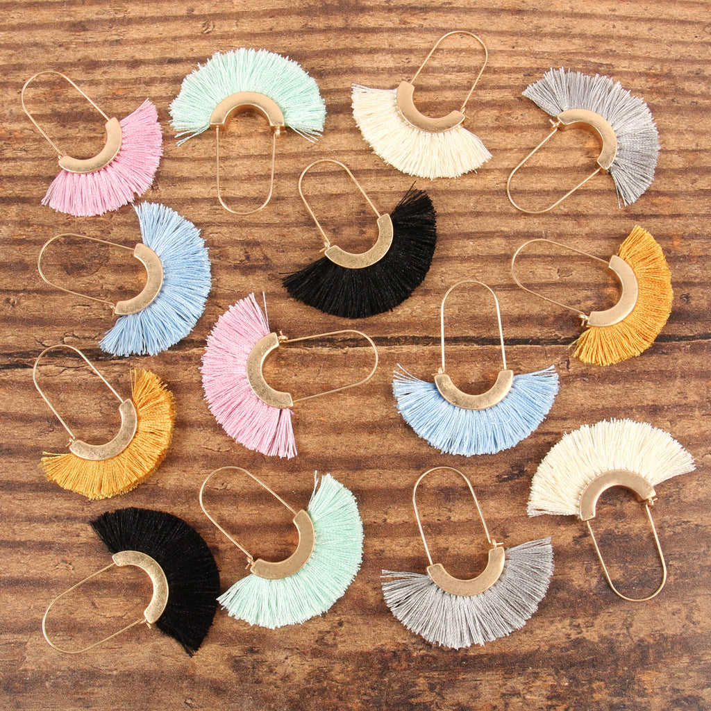 FRINGED FAN SHAPE EARRINGS