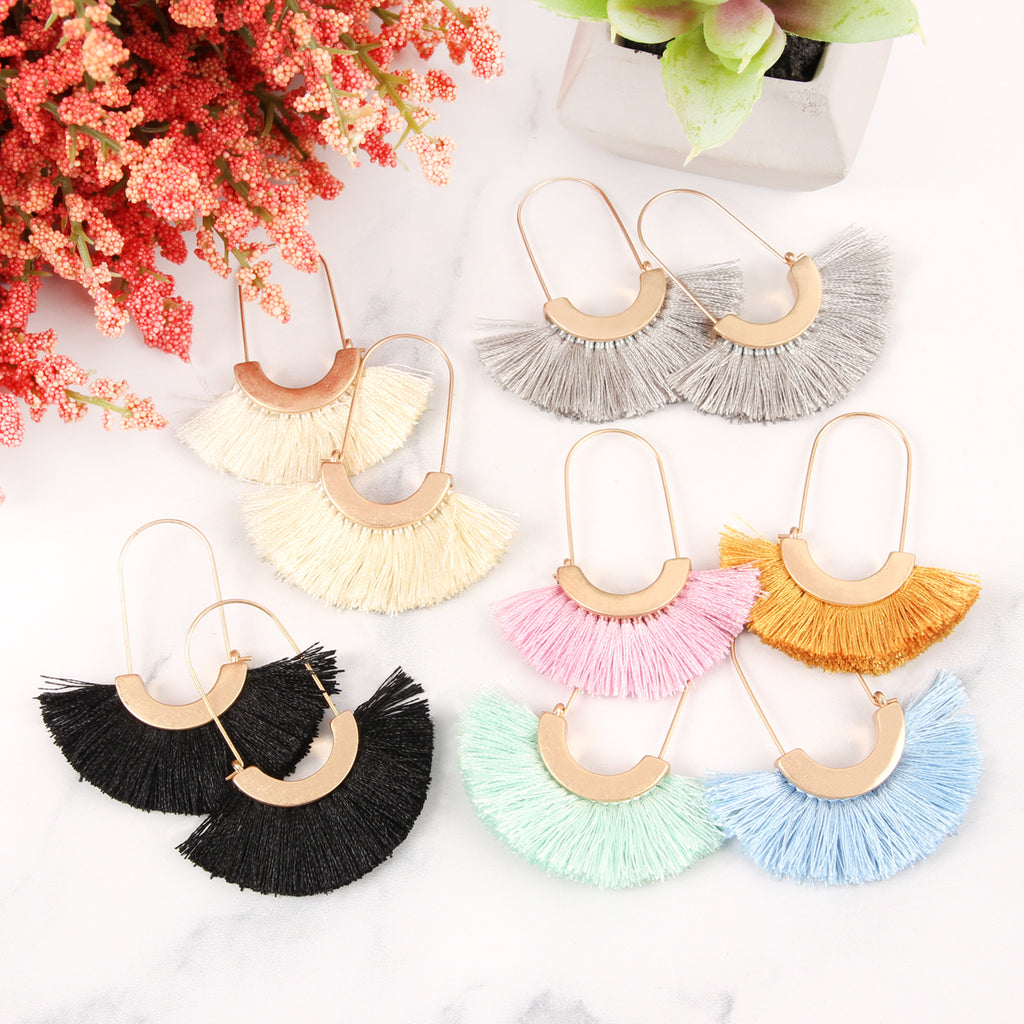 FRINGED FAN SHAPE EARRINGS