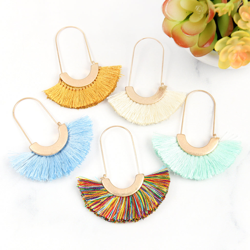 FRINGED FAN SHAPE EARRINGS