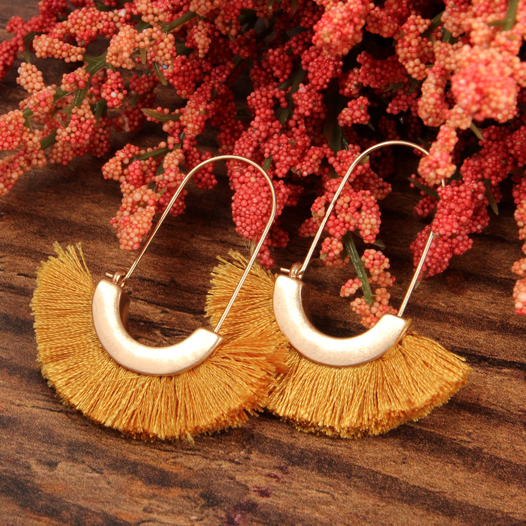 FRINGED FAN SHAPE EARRINGS
