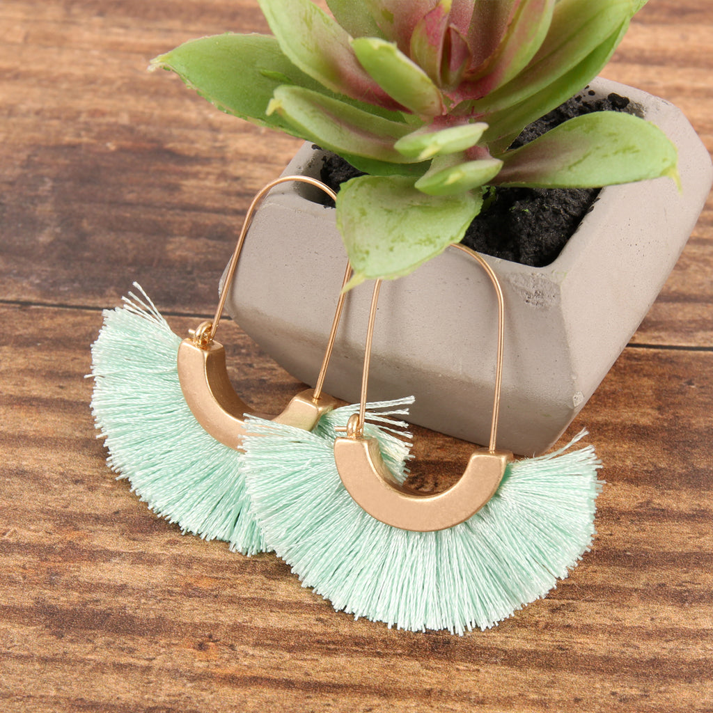 FRINGED FAN SHAPE EARRINGS