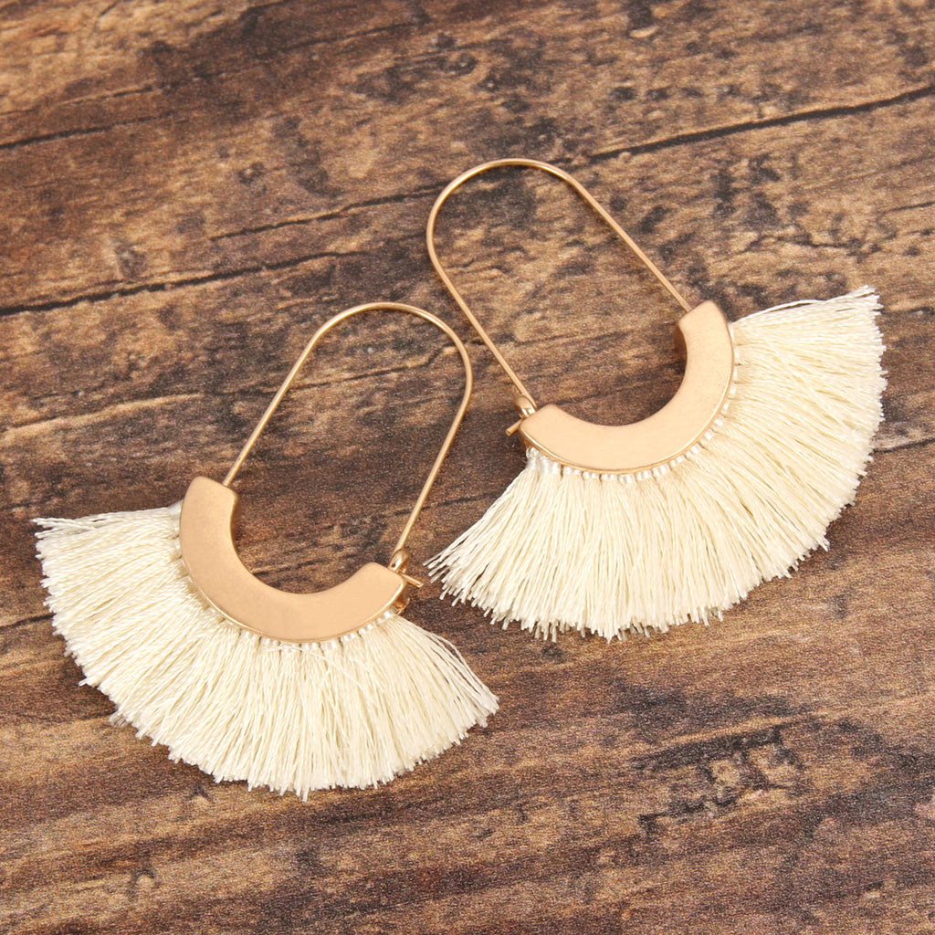 FRINGED FAN SHAPE EARRINGS