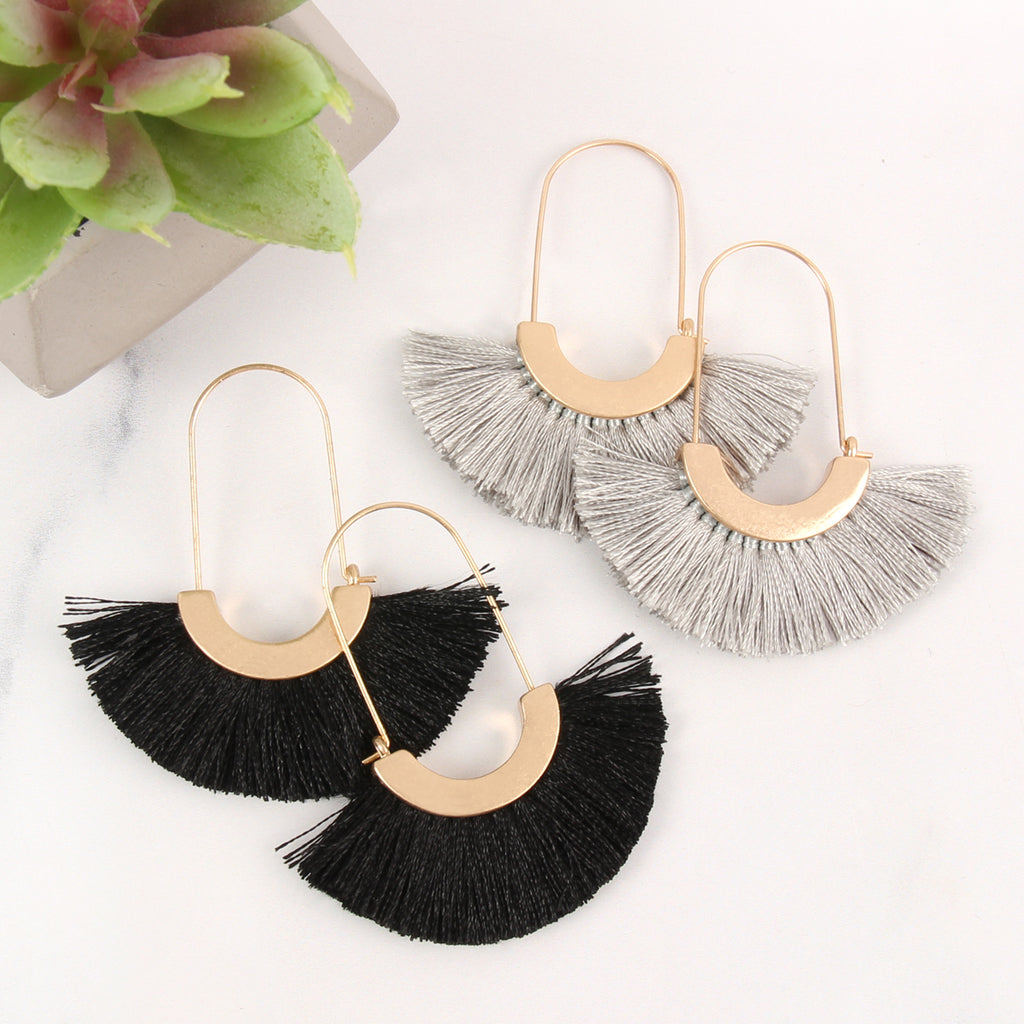 FRINGED FAN SHAPE EARRINGS
