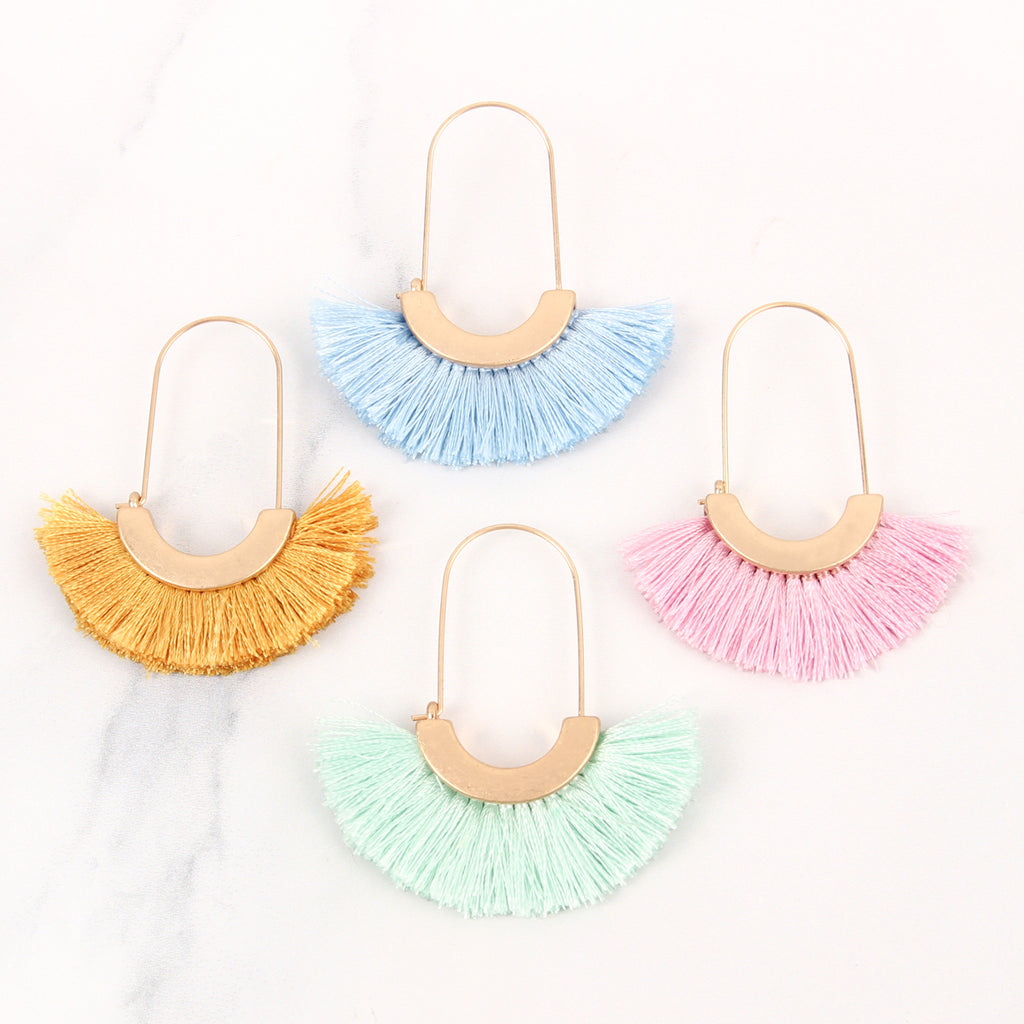 FRINGED FAN SHAPE EARRINGS