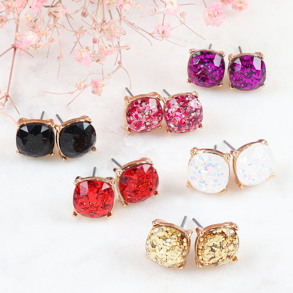 AE0336 - GLITTER EPOXY STUD EARRINGS