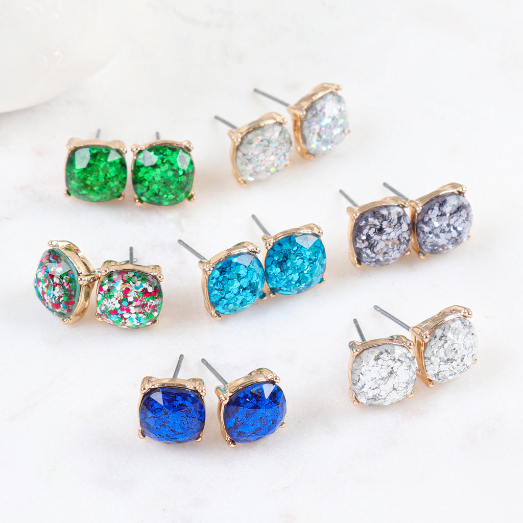 AE0336 - GLITTER EPOXY STUD EARRINGS