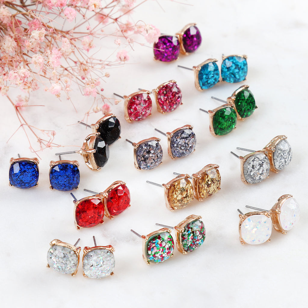 AE0336 - GLITTER EPOXY STUD EARRINGS