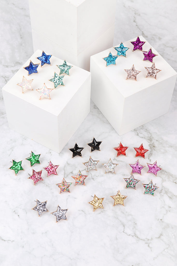 AE0358 - STAR GLITTER EPOXY STUD EARRINGS