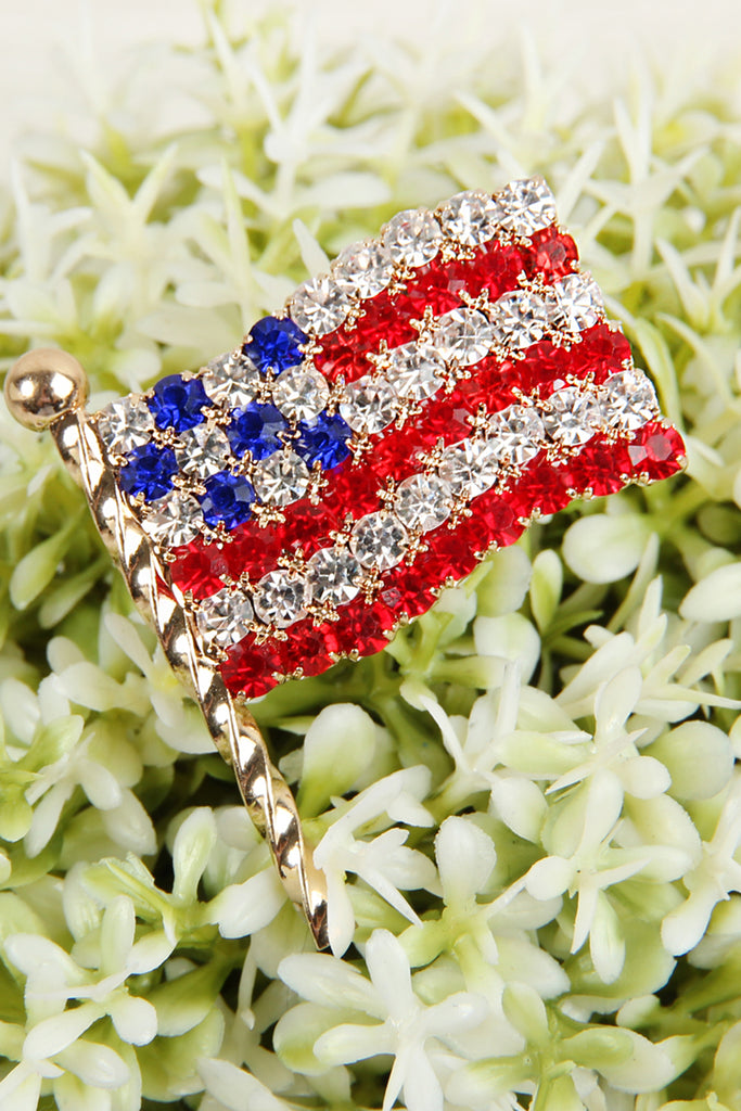 AMERICA FLAG RHINESTONE BROOCH PIN
