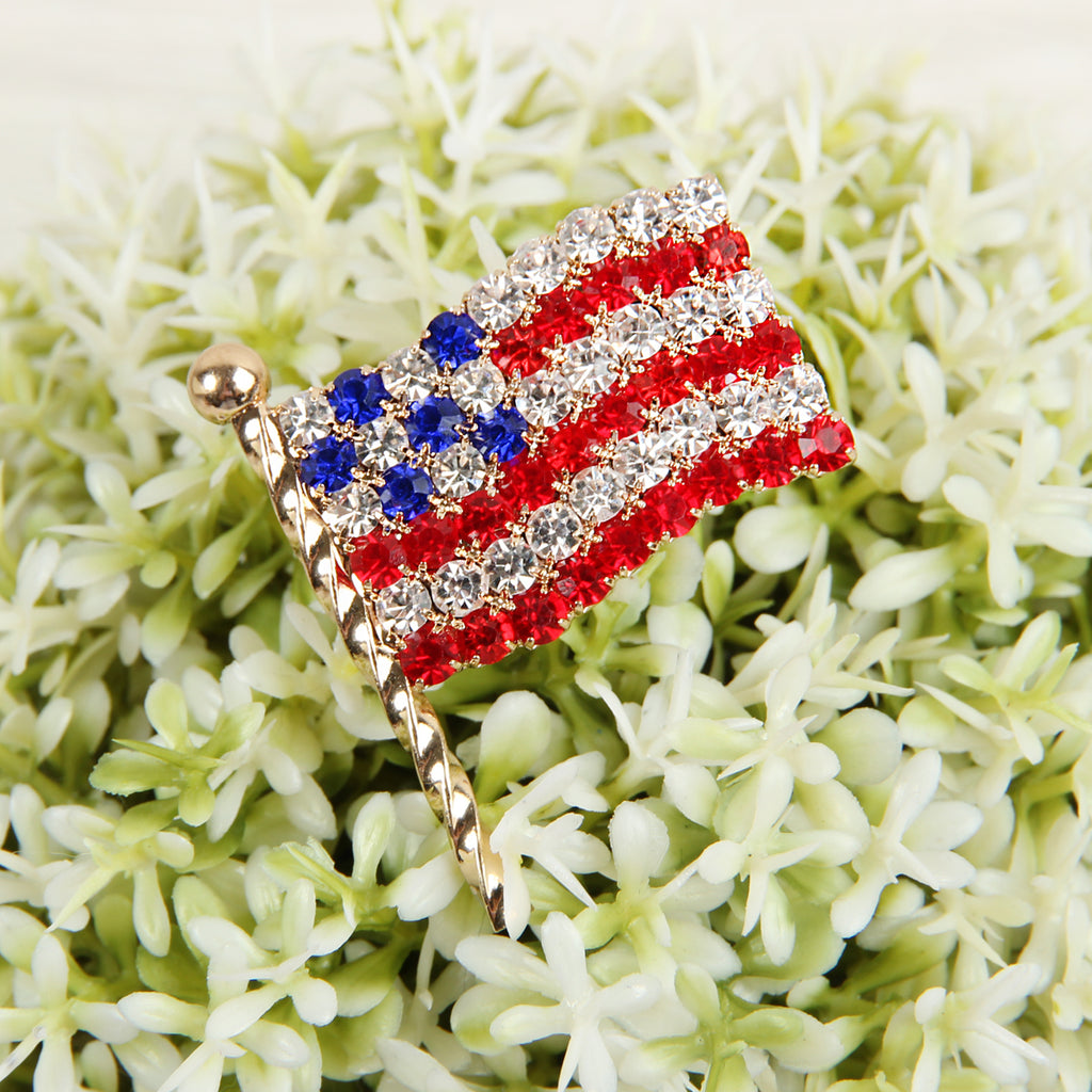 AMERICA FLAG RHINESTONE BROOCH PIN