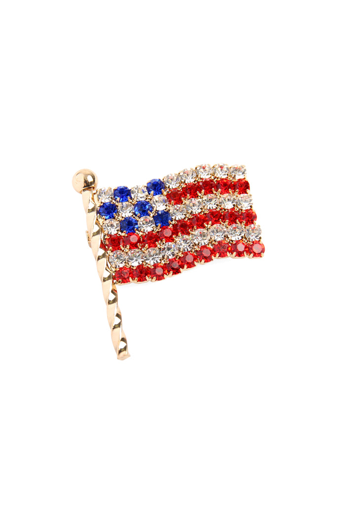 AMERICA FLAG RHINESTONE BROOCH PIN