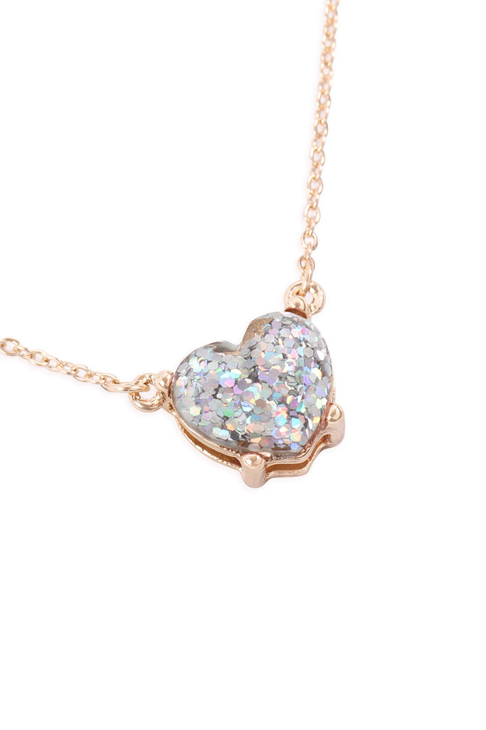 AN0105 - HEART GLITTER EPOXY NECKLACE