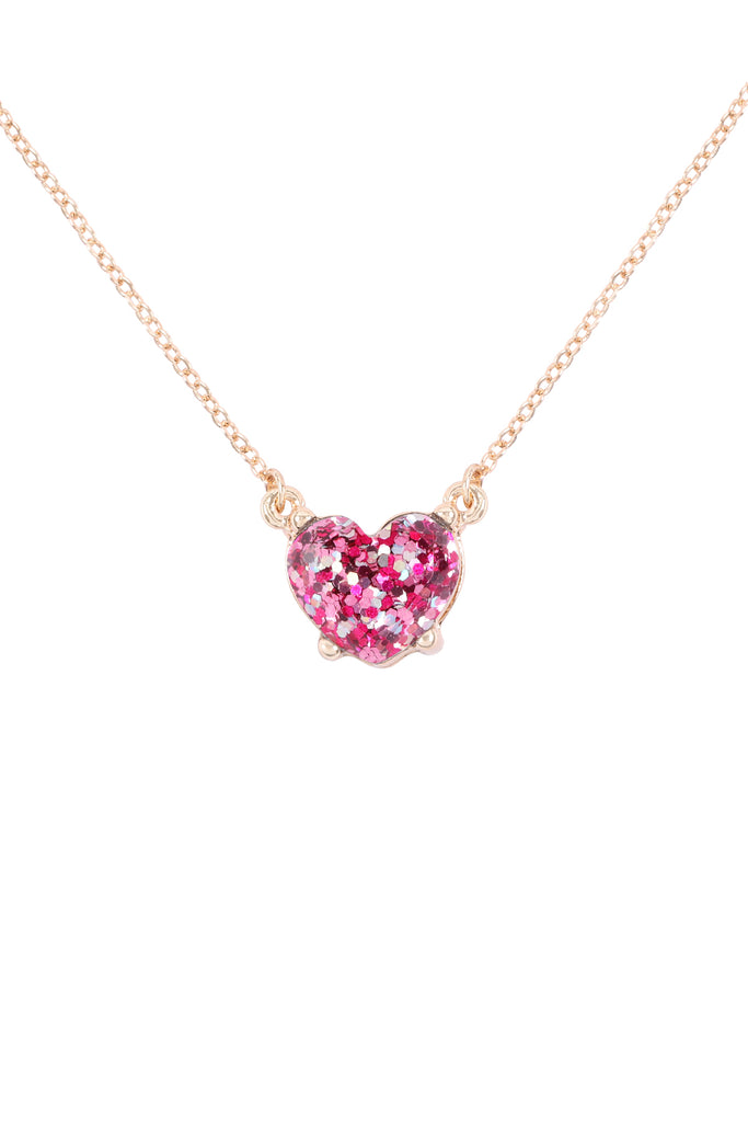 AN0105 - HEART GLITTER EPOXY NECKLACE