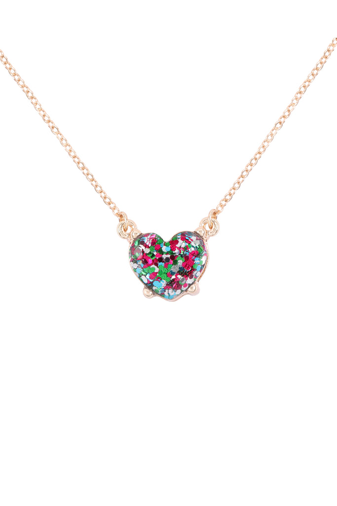 AN0105 - HEART GLITTER EPOXY NECKLACE