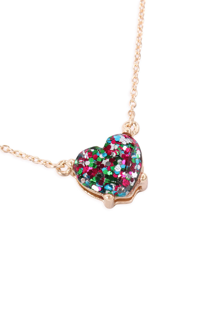 AN0105 - HEART GLITTER EPOXY NECKLACE