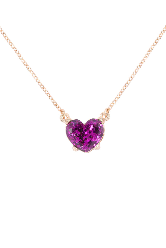 AN0105 - HEART GLITTER EPOXY NECKLACE