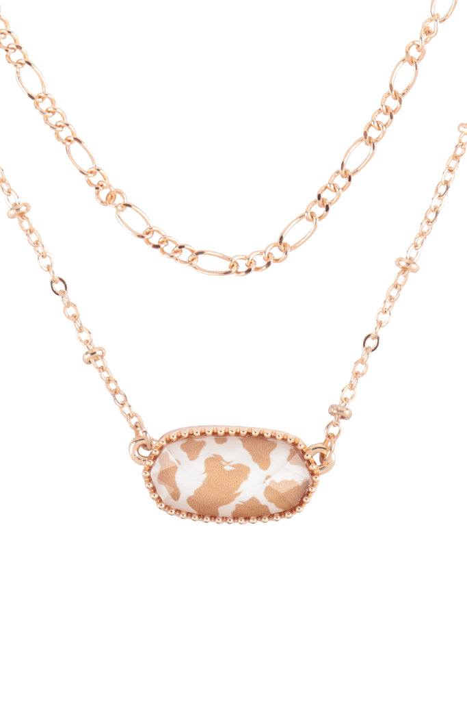 OVAL EPOXY CHARM LAYERED NECKLACE